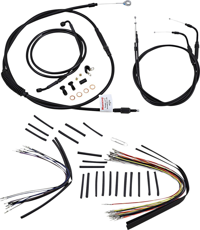 Burly Brand 14 Inch Apehanger Cable/Line Kit in Black For 2007-2010 FLST Without ABS Models