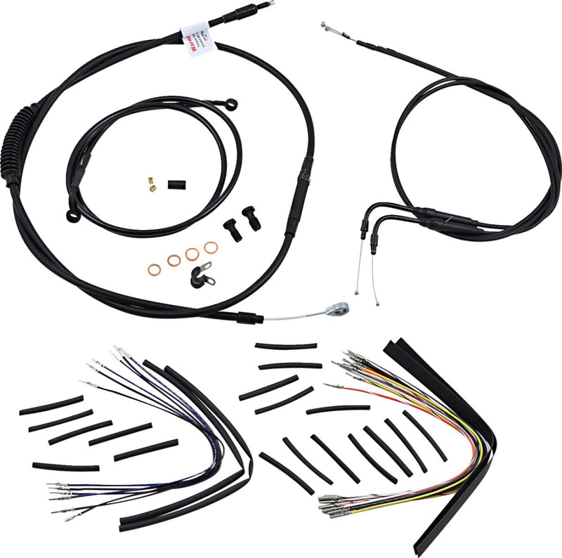Burly Brand 16 Inch Apehanger Cable/Line Kit in Black For 2000-2006 FXST Without ABS Models