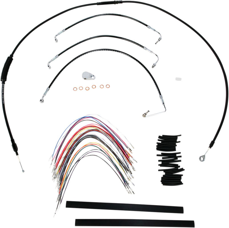 Burly Brand Complete Black Vinyl Handlebar Cable/line Kit for Ape Hangers - Brake Line /  Clutch Line /  Throttle Cable /  Wiring Extension for Harley-Davidson Touring & Trike 2008