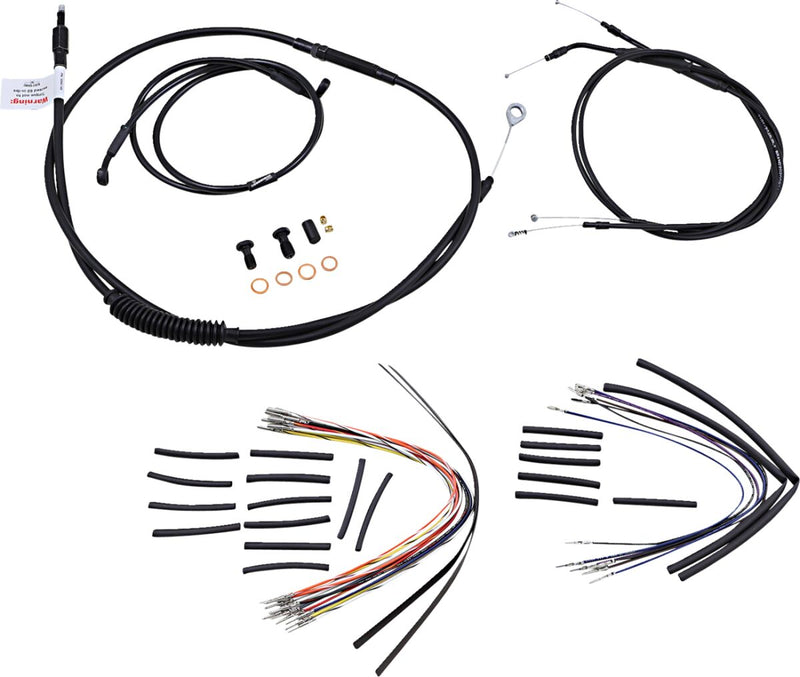 Burly Brand Complete Black Vinyl Handlebar Cable/line Kit for Ape Hangers - Brake Line /  Clutch Line /  Throttle Cable /  Wiring Extension, Each, Alte for Harley-Davidson Dyna 200