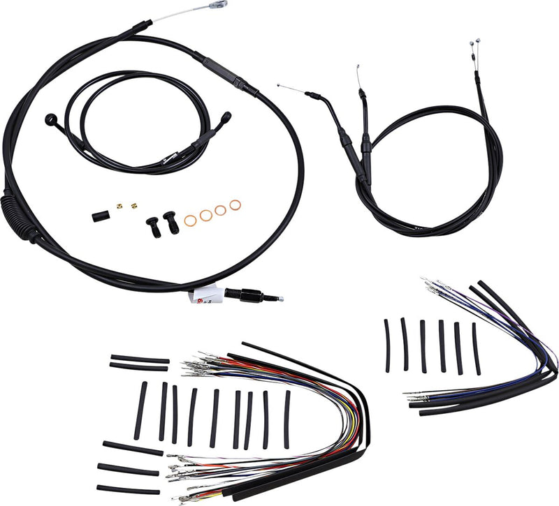 Burly Brand Complete Black Vinyl Handlebar Cable/line Kit for Ape Hangers - Alternate Length /  Braided, Brake Line /  Clutch Line /  Throttle Cable /  W for Harley-Davidson Dyna 2