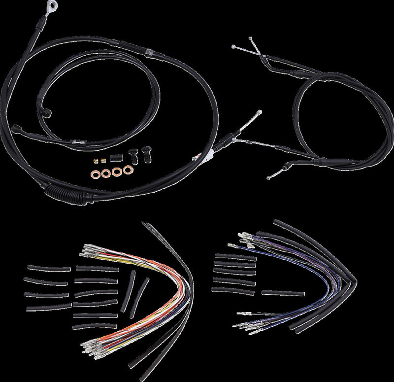 Burly Brand Complete Black Vinyl Handlebar Cable/line Kit for Ape Hangers - Brake Line /  Clutch Line /  Throttle Cable /  Wiring Extension, Each, Alte for Harley-Davidson Dyna 200