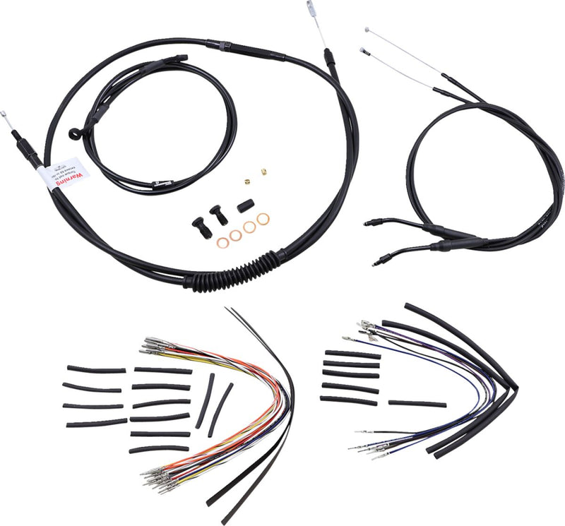 Burly Brand Complete Black Vinyl Handlebar Cable/line Kit for Ape Hangers - Alternate Length /  Braided, Brake Line /  Clutch Line /  Throttle Cable /  Wiring for Harley-Davidson D