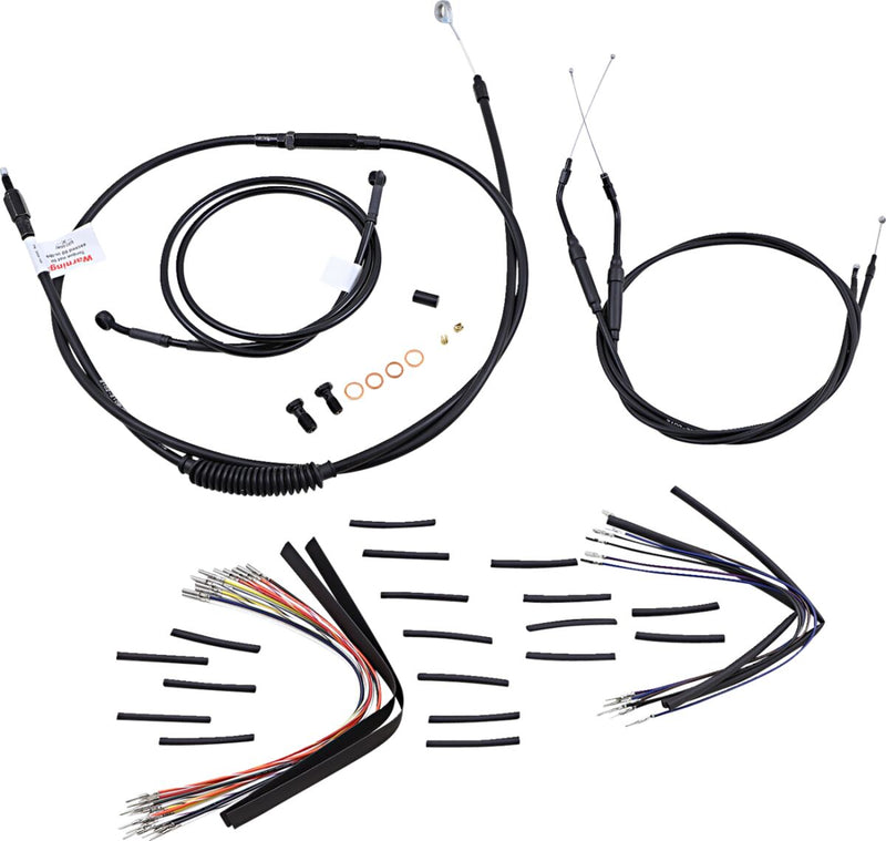 Burly Brand Complete Black Vinyl Handlebar Cable/line Kit for Ape Hangers - Alternate Length /  Braided, Each, Brake Line /  Clutch Line /  Throttle Ca for Harley-Davidson Dyna 200