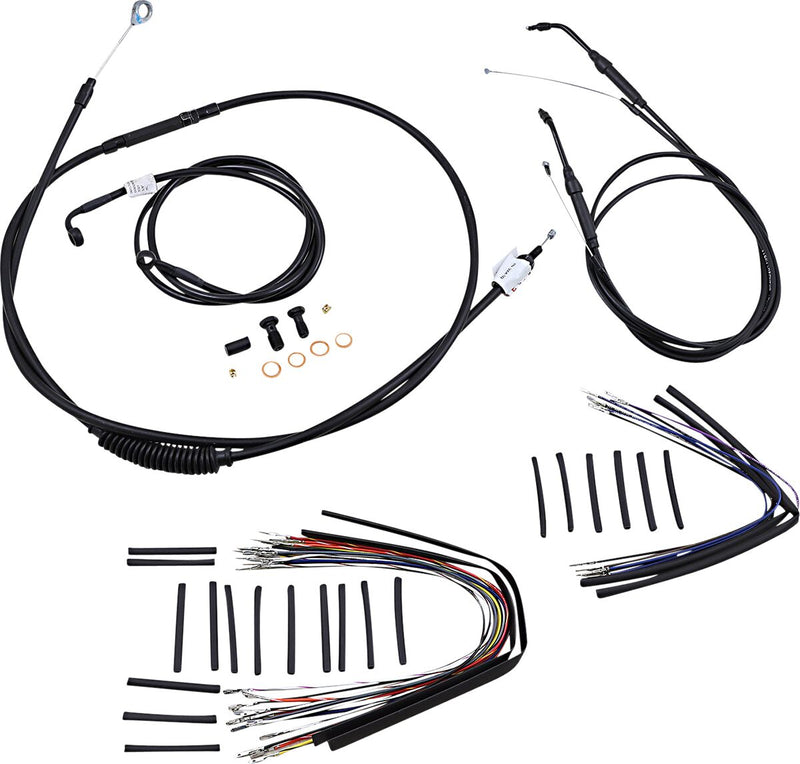 Burly Brand Complete Black Vinyl Handlebar Cable/line Kit for Ape Hangers - Alternate Length /  Braided, Brake Line /  Clutch Line /  Throttle Cable /  W for Harley-Davidson Dyna 2