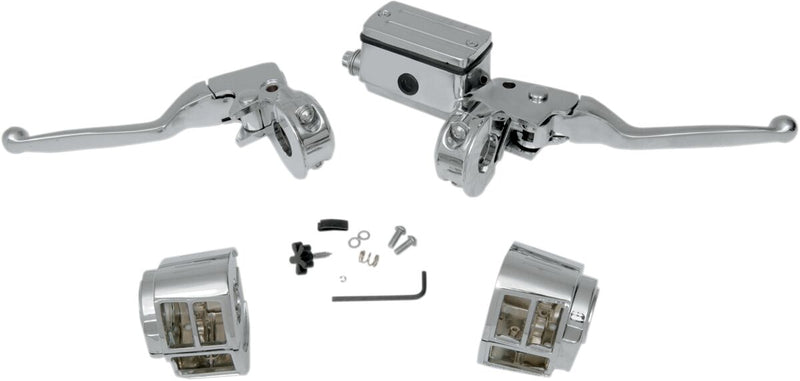 Drag Specialties Handlebar Control Kit W/o Switches - Aluminum /  Die Cast - Chrome for Harley-Davidson Touring, Softail, Sportster & Dyna 1984-1995