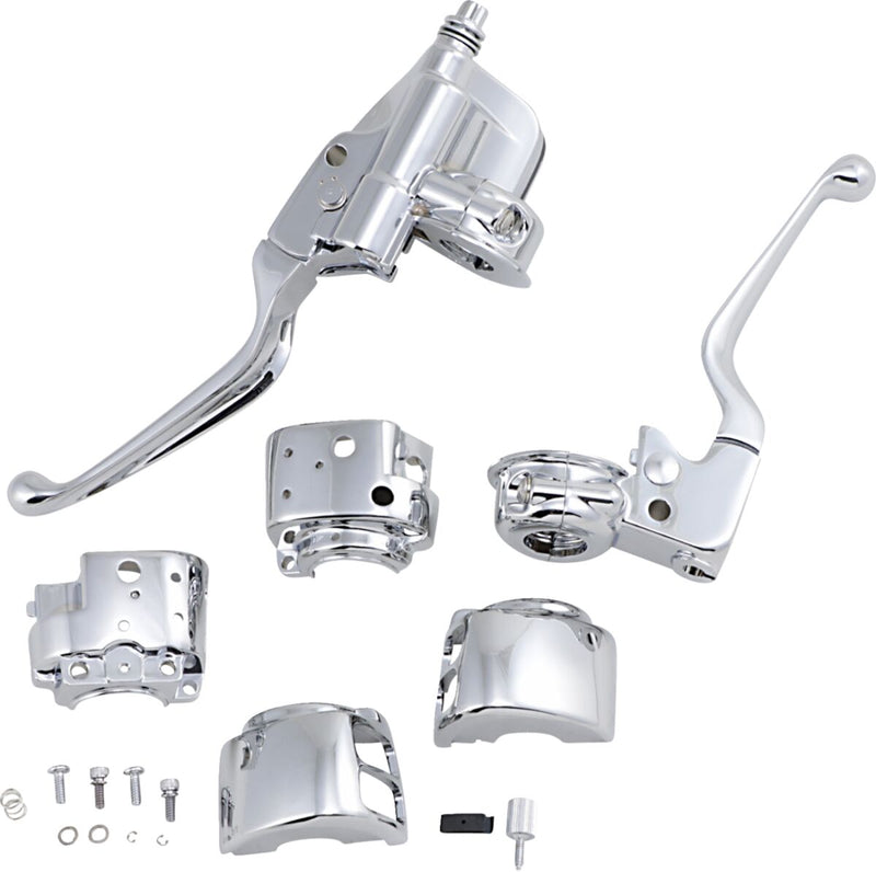 Drag Specialties Handlebar Control Kit with Mechanical Clutch - Aluminum /  Die Cast - Chrome for Harley-Davidson Softail, Sportster & Dyna 1996-2011