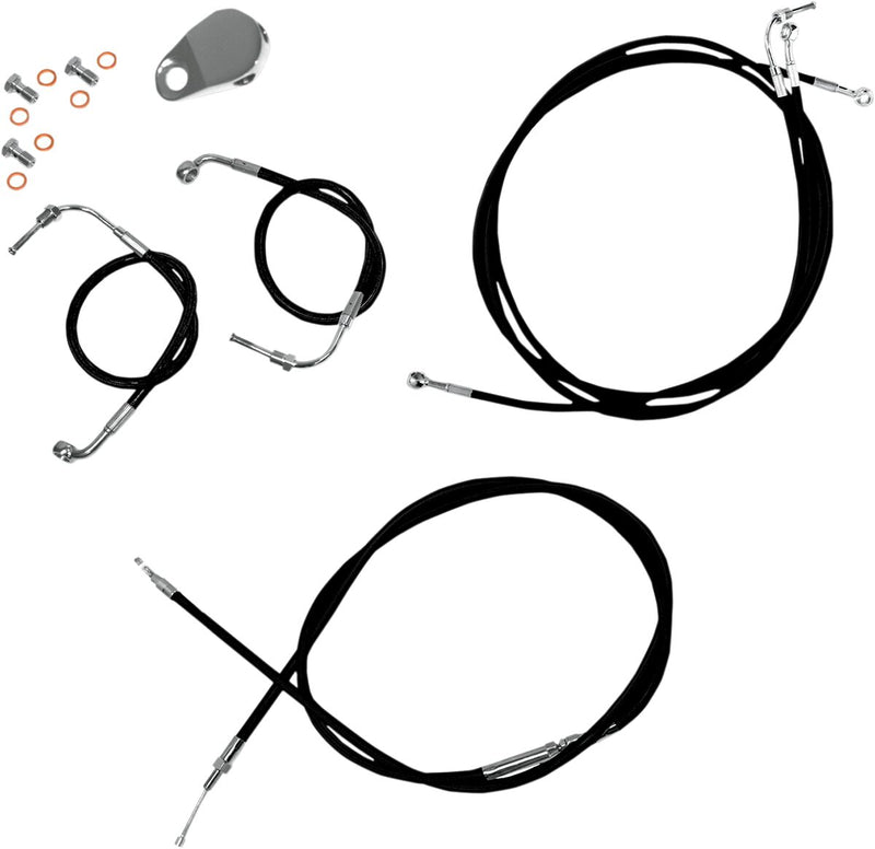 Standard Black Vinyl Braided Handlebar Cable/Brake Line Kit Touring Natural #LA-8050KT-19B