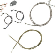 Standard Stainless Braided Handlebar Cable/Brake Line Kit Touring Clear-Coated| Natural #LA-8051KT-19