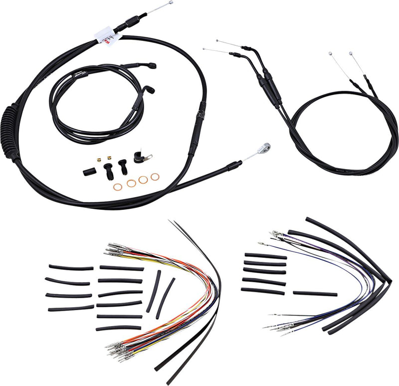 Burly Brand Complete Black Vinyl Handlebar Cable/line Kit for Ape Hangers - Alternate Length /  Braided, Each, Brake Line /  Clutch Line /  Throttle Cable /  for Harley-Davidson Dy