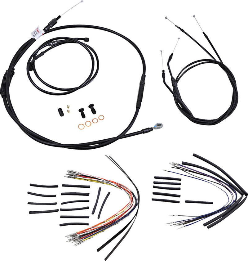 Burly Brand 16 Inch Apehanger Cable/Line Kit in Black For FXDWG Without ABS Models