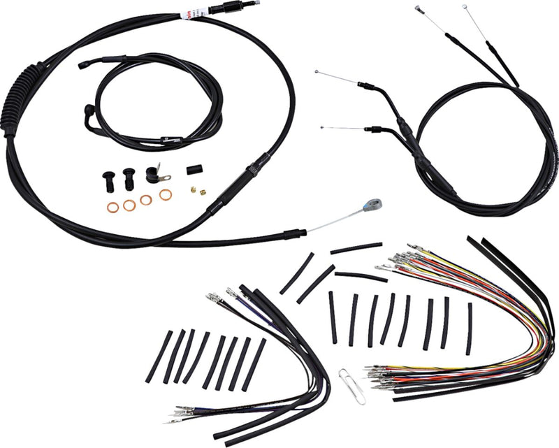 Burly Brand 14 Inch Apehanger Cable/Line Kit in Black For 2007-2008 & 2010-2011 FXDWG Without ABS Models