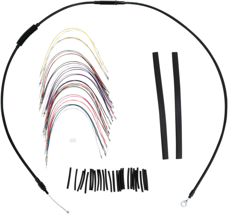 Burly Brand Complete Black Vinyl Handlebar Cable/line Kit for Ape Hangers - Alternate Length /  Braided, Brake Line /  Clutch Line /  Throttle Cable for Harley-Davidson Touring 200