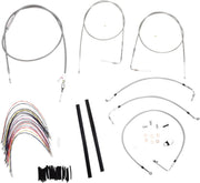 Burly Brand 14 Inch Apehanger Cable/Line Kit in Stainless Steel For 2000-2006 FLHR/C, FLT/C/R Without Cruise Control Without ABS Models