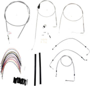Burly Brand 16 Inch Apehanger Cable/Line Kit in Stainless Steel For 2000-2006 FLHR/C, FLT/C/R With Cruise Control Without ABS Models