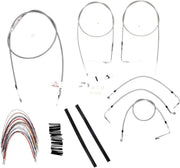 Burly Brand 16 Inch Apehanger Cable/Line Kit in Stainless Steel For FLHR/I/CI/S/SI & FLTR/I Without Cruise Without ABS Models
