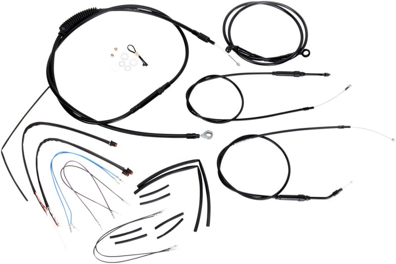 Burly Brand Complete Black Vinyl Handlebar Cable/line Kit for Ape Hangers - Brake Line /  Clutch Line /  Throttle Cable /  Wiring Extension, Each, Alte for Harley-Davidson Dyna 201