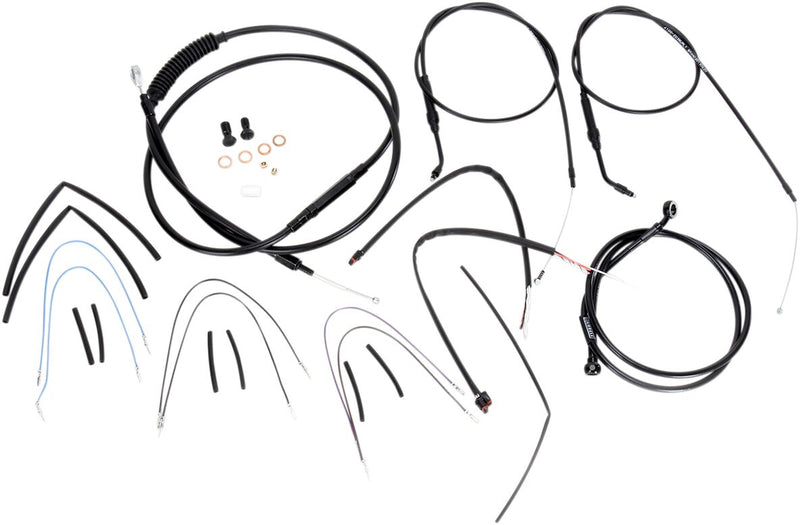 Burly Brand 14 Inch Apehanger Cable/Line Kit in Black For 2012-2013 FXD (Excluding FatBob) Without ABS Models