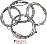 Standard Stainless Braided Handlebar Cable/Brake Line Kit Touring Clear-Coated| Natural #LA-8052KT-13