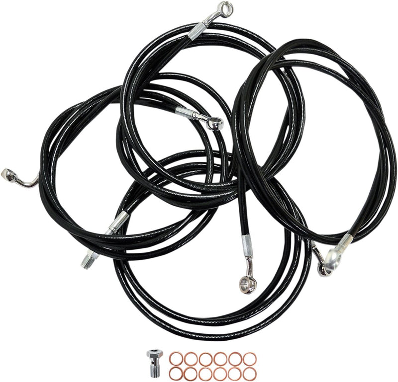 Standard Black Vinyl Braided Handlebar Cable/Brake Line Kit Touring Natural #LA-8052KT-19B
