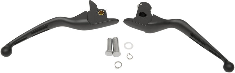 Drag Specialties Slotted Wide Blade Lever Set - Pair, Aluminum, Brake /  Clutch - Black / Matte for Harley-Davidson Touring, Dyna & Trike 2008-2016