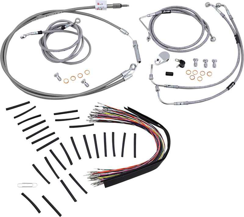 Burly Brand Complete Stainless Braided Handlebar Cable/brake Line Kit - Each, Brake Line /  Clutch Line /  Throttle Cable /  Wiring Extension, Alter for Harley-Davidson Touring 200