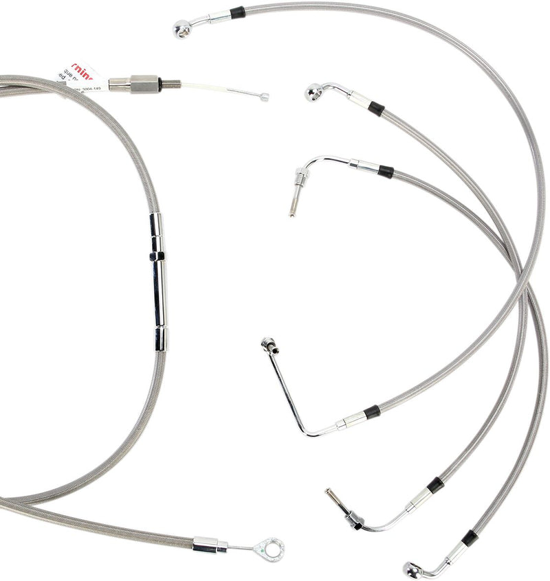 Burly Brand Complete Stainless Braided Handlebar Cable/brake Line Kit - Alternate Length /  Braided, Brake Line /  Clutch Line /  Throttle Cable /  Wi for Harley-Davidson Touring 2