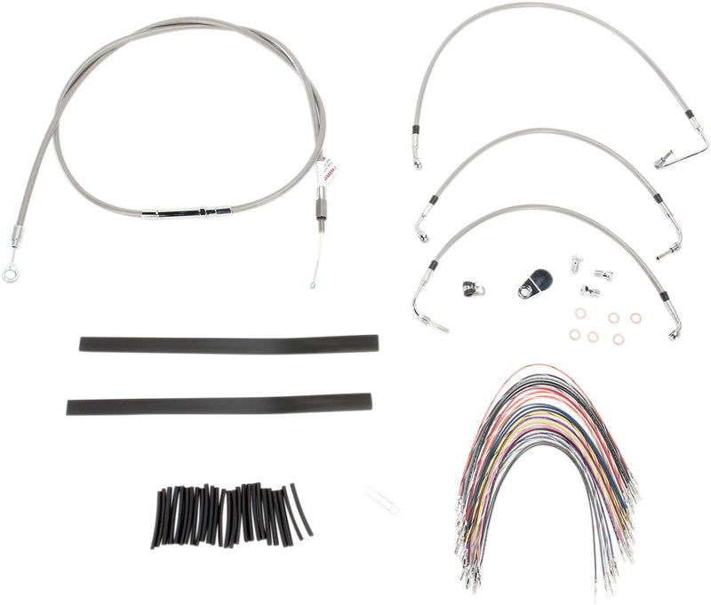 Burly Brand 13 Inch Apehanger Cable/Line Kit in Stainless Steel For 2008-2013 FLHX, FLHT/C/U NON-ABS Models
