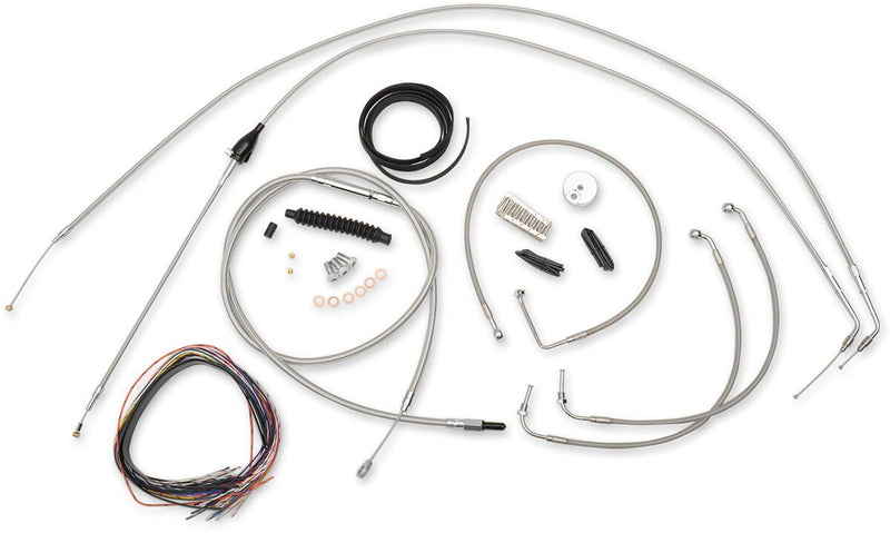 Complete Stainless Braided Handlebar Cable/Brake Line Kit Classic, Touring Clear-Coated| Natural #LA-8005KT2A-13