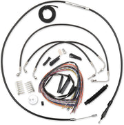 Complete Black Vinyl Braided Handlebar Cable/Brake Line Kit Touring Black| Clear-Coated| Natural Fitment Harley-Davidson #LA-8010KT2-19B