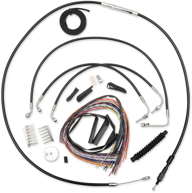 Complete Black Vinyl Braided Handlebar Cable/Brake Line Kit Touring Black| Clear-Coated| Natural Fitment Harley-Davidson
