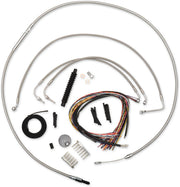 Complete Stainless Braided Handlebar Cable/Brake Line Kit Touring Clear-Coated| Natural #LA-8011KT2-13