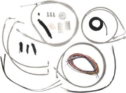 Complete Stainless Braided Handlebar Cable/Brake Line Kit Touring Clear-Coated| Natural