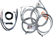Complete Stainless Braided Handlebar Cable/Brake Line Kit Touring Clear-Coated| Natural #LA-8052KT2-16
