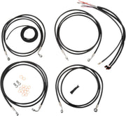 Complete Black Vinyl Braided Handlebar Cable/Brake Line Kit Touring Black| Clear-Coated| Natural #LA-8052KT2-16B