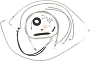 Complete Stainless Braided Handlebar Cable/Brake Line Kit Softail Clear-Coated| Natural