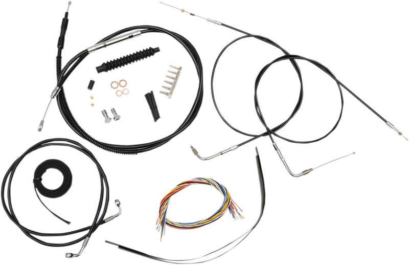 LA Choppers Complete Black Vinyl Braided Handlebar Cable/brake Line Kit - Brake Line /  Clutch Line /  Throttle Cable /  Wiring Extension, Each, Altern for Harley-Davidson Dyna 200