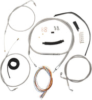 Complete Stainless Braided Handlebar Cable/Brake Line Kit Sportster Clear-Coated| Natural #LA-8300KT2-16