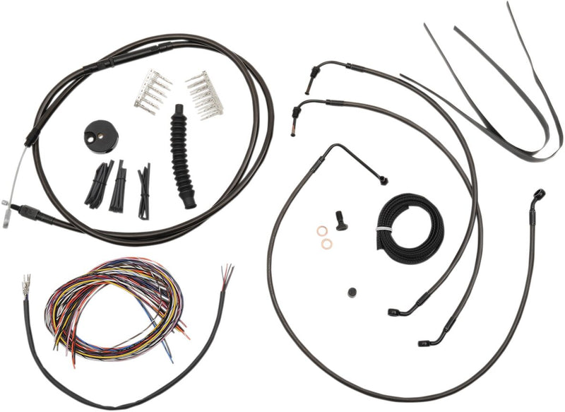 Complete Midnight Braided Handlebar Cable/Brake Line Kit Touring Black| Clear-Coated| Natural