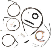 Complete Midnight Braided Handlebar Cable/Brake Line Kit Softail Black| Clear-Coated| Natural #LA-8110KT2B-13M