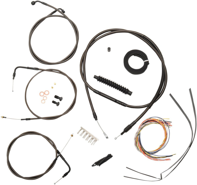 Complete Midnight Braided Handlebar Cable/Brake Line Kit Dyna Black| Clear-Coated| Natural #LA-8210KT2A-13M