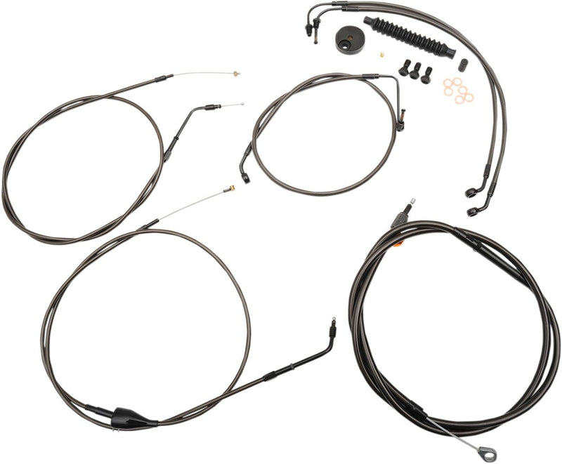 Standard Midnight Braided Handlebar Cable/Brake Line Kit Classic, Touring Black| Clear-Coated #LA-8005KT-13M