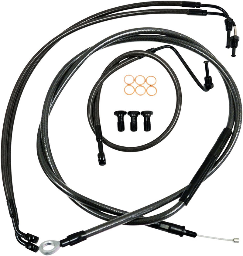 Standard Midnight Braided Handlebar Cable/Brake Line Kit Touring Black| Clear-Coated #LA-8010KT-13M