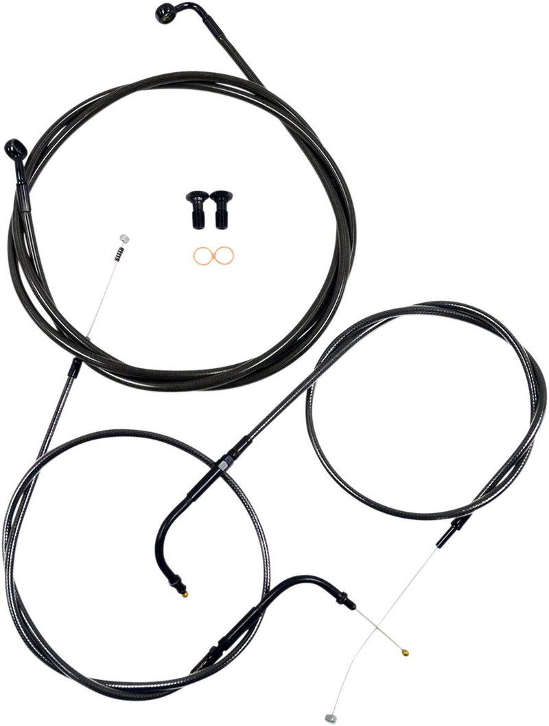 Standard Midnight Braided Handlebar Cable/Brake Line Kit Softail Black| Clear-Coated