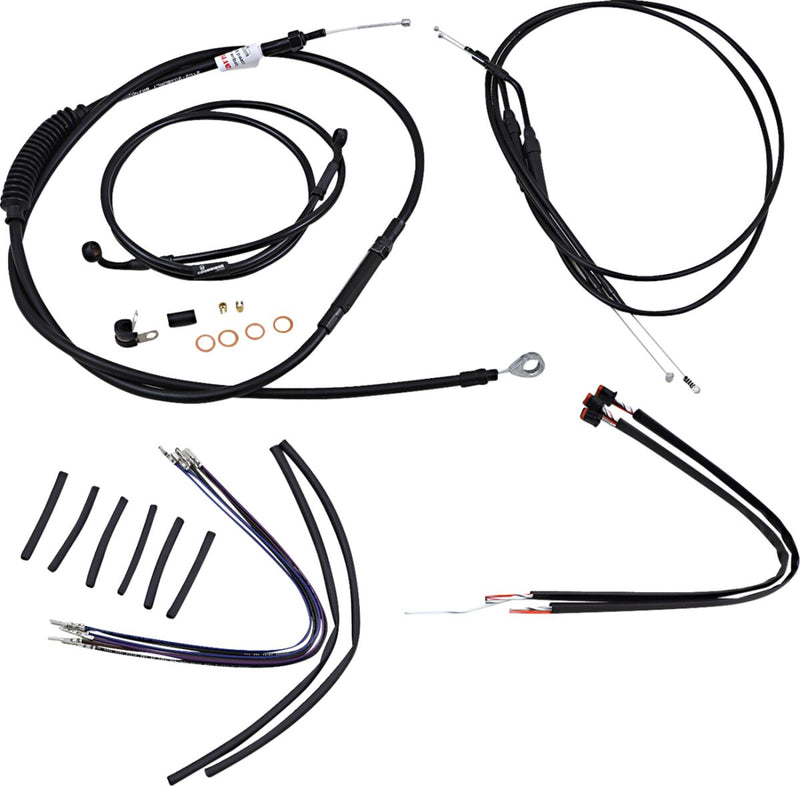 Burly Brand Complete Black Vinyl Handlebar Cable/Brake Line Kit for Ape Hanger Handlebars #B30-1107