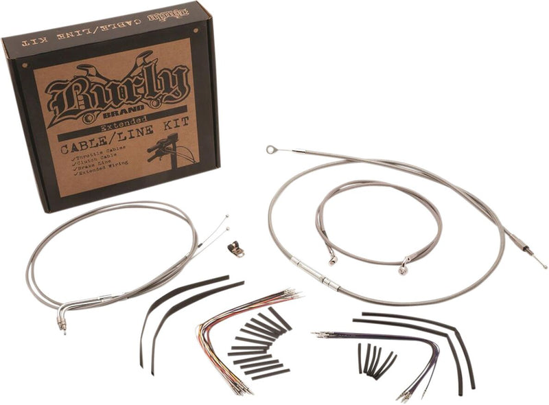 Burly Brand 16 Inch Apehanger Cable/Line Kit in Stainless Steel For 2011-2015 FLSTC/F/N, 2012-2015 FLS, 2013-2014 FXSB With ABS & Must Use 2 Inch Risers Models