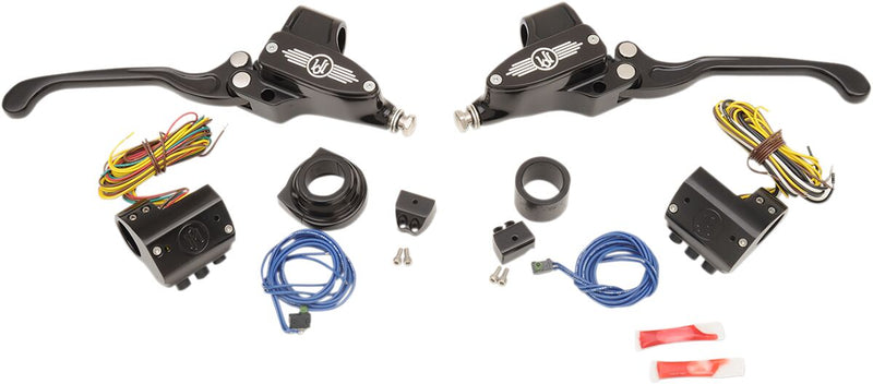 Performance Machine Handlebar Control Kit - Aluminum - Anodized / Black for Harley-Davidson Softail, Sportster & Dyna 1985-2013