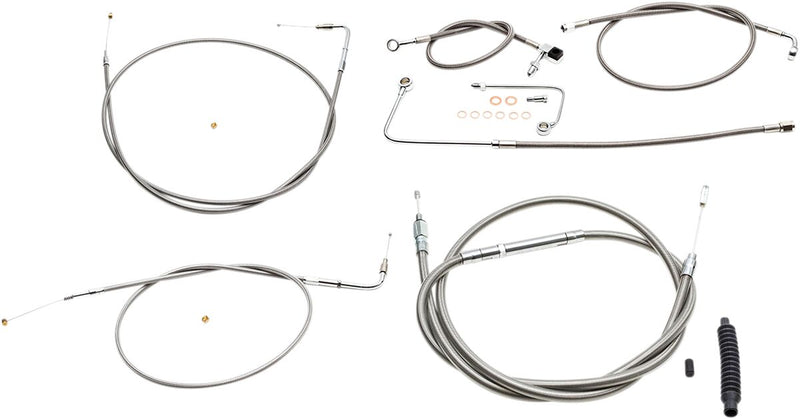 Standard Stainless Braided Handlebar Cable/Brake Line Kit Softail Clear-Coated| Natural Fitment Harley-Davidson