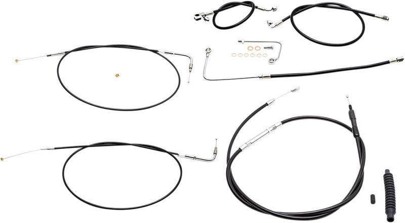 LA Choppers Standard Black Vinyl Handlebar Cable/Brake Line Kit Cable Kit Natural Alternate Length Braided Clutch Line #LA-8151KT-13B