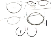Complete Stainless Braided Handlebar Cable/Brake Line Kit Softail Clear-Coated| Natural